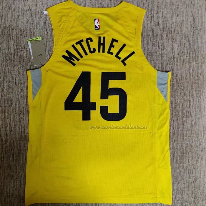 Camiseta Utah Jazz Donovan Mitchell NO 45 Icon Autentico 2022-23 Amarillo